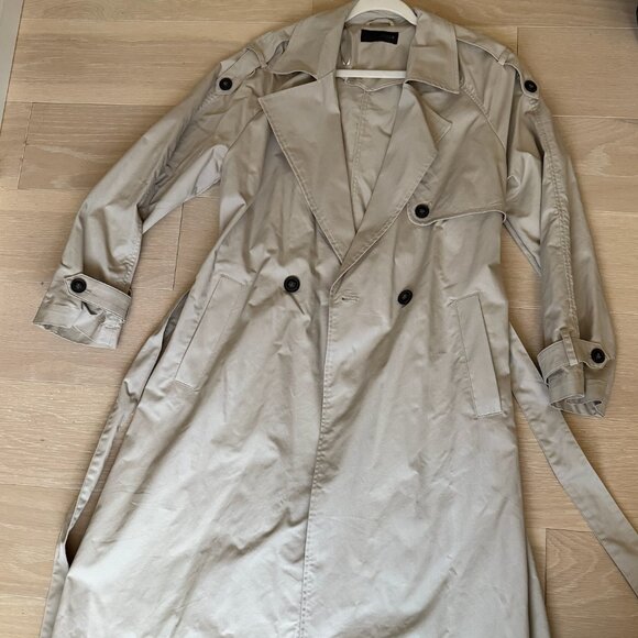 Zara beige belted long trench - Picture 3 of 5